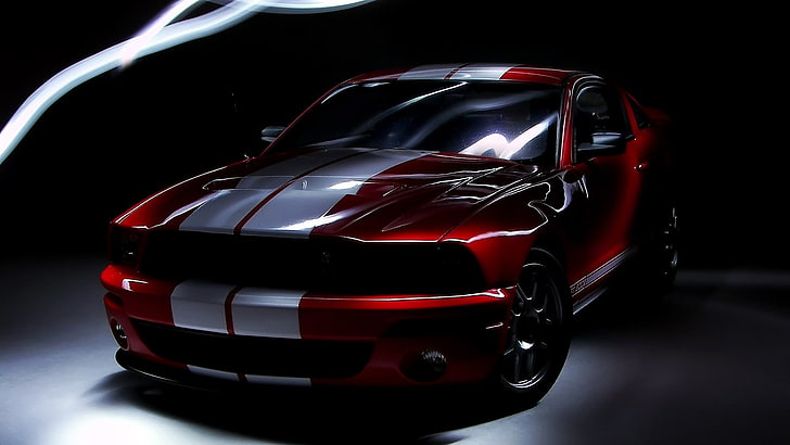 Ford Mustang, Ford, car, vehicle, red cars, HD wallpaper