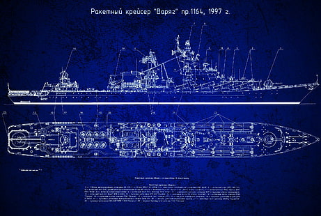 russian navy blueprints ship slava class, HD wallpaper HD wallpaper