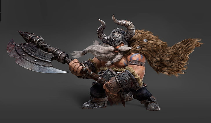 axe, beard, viking, warrior, HD wallpaper
