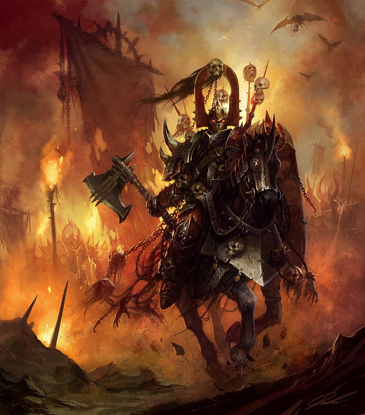 capture d'écran du jeu vidéo, Warhammer 40,000, art fantastique, crâne, Fond d'écran HD, fond d'écran de téléphone