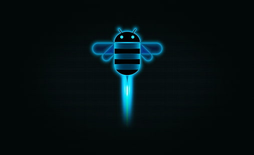 Androidのハニカム、青と黒のAndroidの蜂の図、コンピューター、Android、ハニカム、 HDデスクトップの壁紙 HD wallpaper