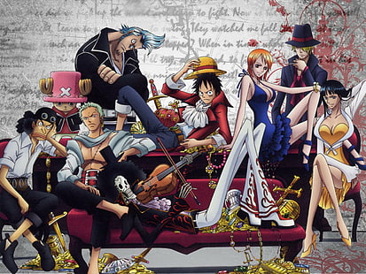 Anime, One Piece, Brook (One Piece), Franky (One Piece), Monkey D. Luffy, Nami (One Piece), Nico Robin, Sanji (One Piece), Tony Tony Chopper, Usopp (One Piece), Zoro Roronoa, HD wallpaper HD wallpaper