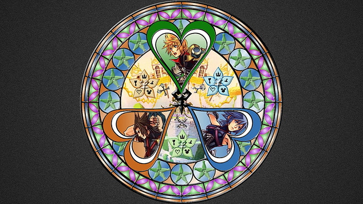 Kingdom Hearts Birth By Sleep illustration, stained glass, Kingdom Hearts, HD wallpaper
