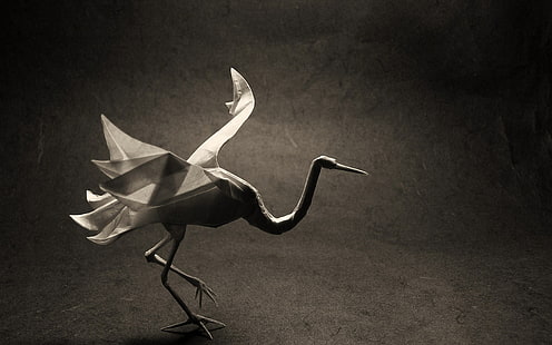 décor d'oiseau en papier blanc, origami, photographie, papier, oeuvre d'art, Fond d'écran HD HD wallpaper