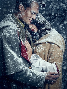 coppia, amore, uomini, donne, 500px, Martin Strauss, neve, Sfondo HD HD wallpaper