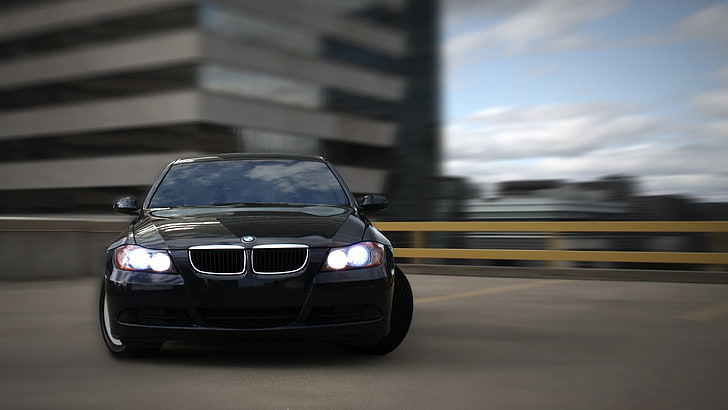 mobil BMW hitam, BMW, drift, mobil, kendaraan, Wallpaper HD