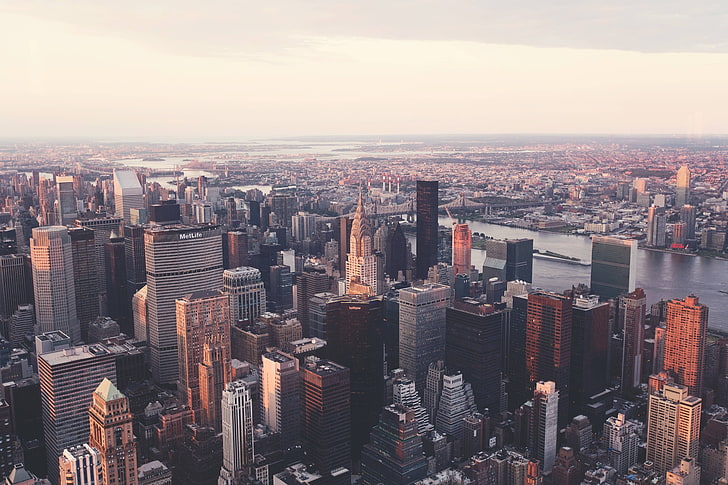 манхэттен, йорк, нью-йорк, здание, крайслер, новый, горизонт, HD обои