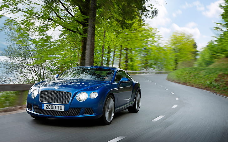 Bentley Continental GT azul, Bentley GT, Fondo de pantalla HD