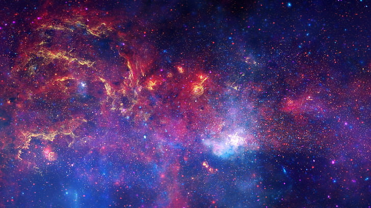 red and blue galaxy and stars, Sci Fi, Galaxy, Space, Stars, HD wallpaper