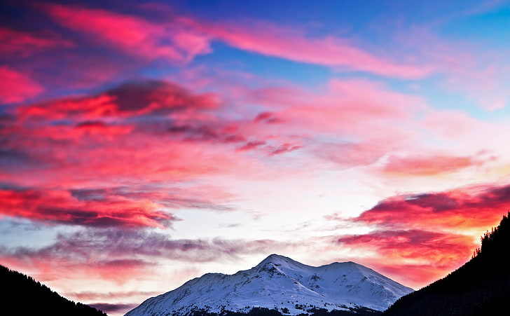Switzerland Sunrise, Europe, Switzerland, Sunrise, Pink, Mountain, Clouds, himmel, wolken, sonnenuntergang, schwarz, sonnenaufgang, berg, berge, cantonofgraubunden, martina, HD wallpaper