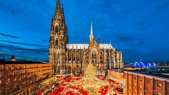 Marché de Noël, Cologne, Allemagne, Jours fériés, Fond d'écran HD HD wallpaper