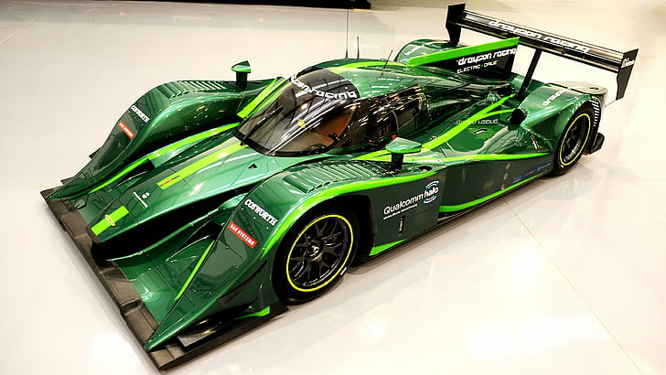 zielono-czarny samochód wyścigowy R / C, Lola-Drayson B12 69EV, 2015 Samochody elektryczne, samochód sportowy, samochody elektryczne, zielony, ekosafe, Tapety HD