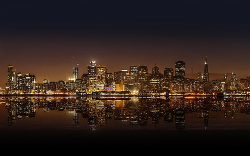 Сан Франциско, фонове на нощен град, панорама, Изтегляне 3840x2400 Сан Франциско, HD тапет HD wallpaper