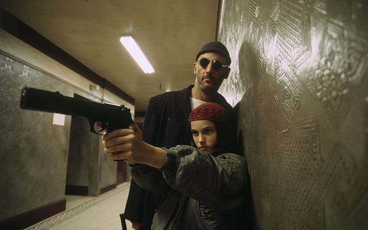 Léon : Le Professionnel, Jean Reno, Natalie Portman, cinéma, pistolet, Fond d'écran HD