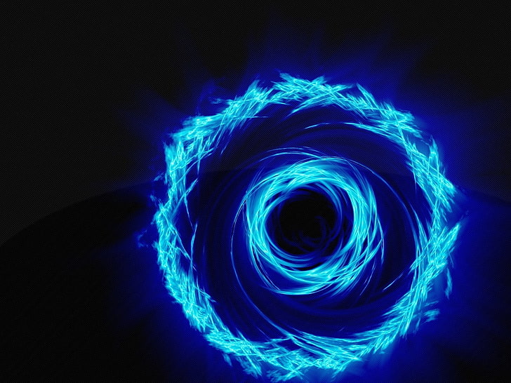 синий спиральный свет картинки, спин, спираль, неон, свет, HD обои