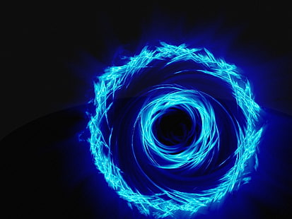 синий спиральный свет картинки, спин, спираль, неон, свет, HD обои HD wallpaper
