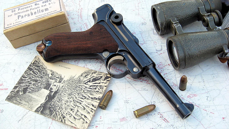 gun, pistol, Luger P08, World War I, HD wallpaper
