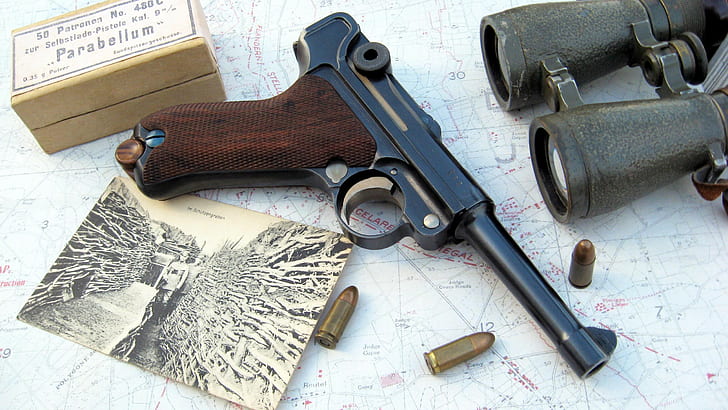 Luger P08, gun, pistol, World War I, HD wallpaper