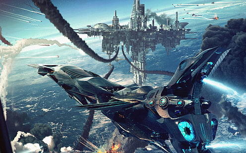 خلفية رقمية للخيال العلمي ، خيال علمي ، سفينة فضاء ، عمل فني ، مستقبلي ، CGI ، فن رقمي ، طائرة ، Dragos Jieanu، خلفية HD HD wallpaper