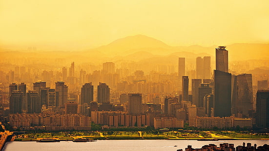 المباني الشاهقة ، المدينة ، سيول ، كوريا الجنوبية، خلفية HD HD wallpaper