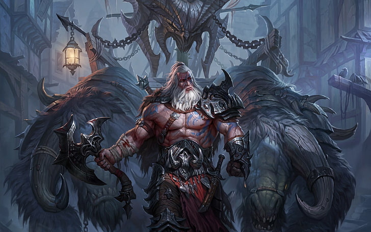 Diablo III, Diablo, videogames, arte de fantasia, arte digital, guerreiro, HD papel de parede