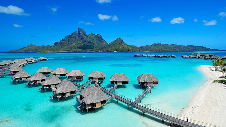 Maldivas, paisaje, Bora Bora, Fondo de pantalla HD