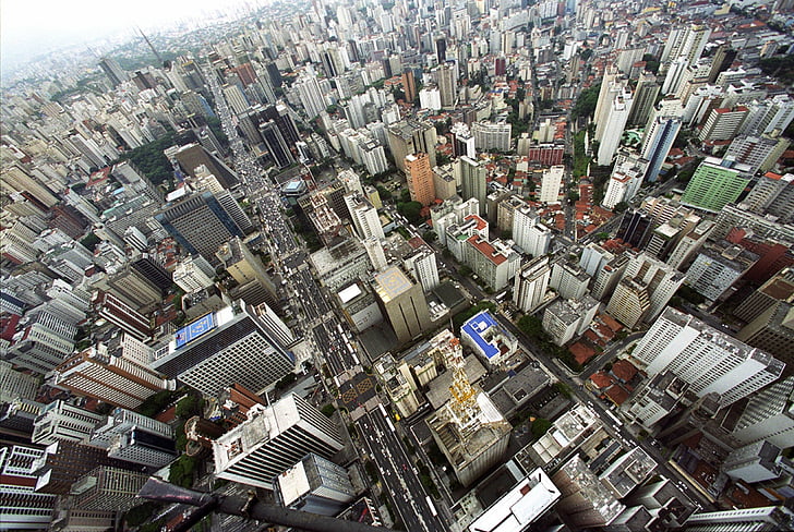 aerial, brazil, building, city, landscape, metropole, paulo, sao, urban, view, HD wallpaper