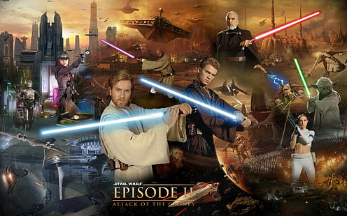 Obi-WAN Kenobi, Star wars, Star Wars, maestro, spada laser, Obi-WAN Kenobi, Padmé Amidala, Anakin Skywalker, Mace Windu, Count Dooku, Joda, Iodine, Sfondo HD HD wallpaper