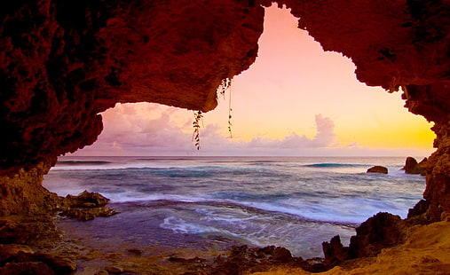 Secret Cave, Kauai, Hawaii, grå grotta, Resor, Islands, Hawaii, Secret, Kauai ,, Cave, HD tapet HD wallpaper