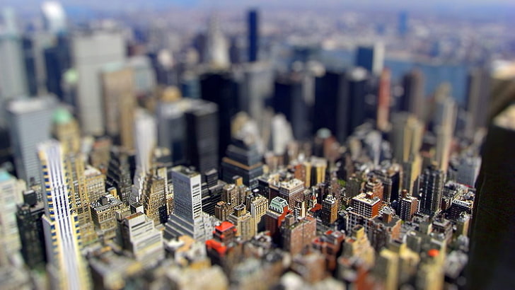 высотные здания, сдвиг наклона, городской пейзаж, нью-йорк, HD обои