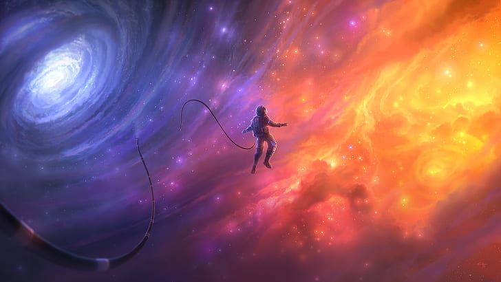 space, astronaut, galaxy, emancipated, liberated, released, HD wallpaper