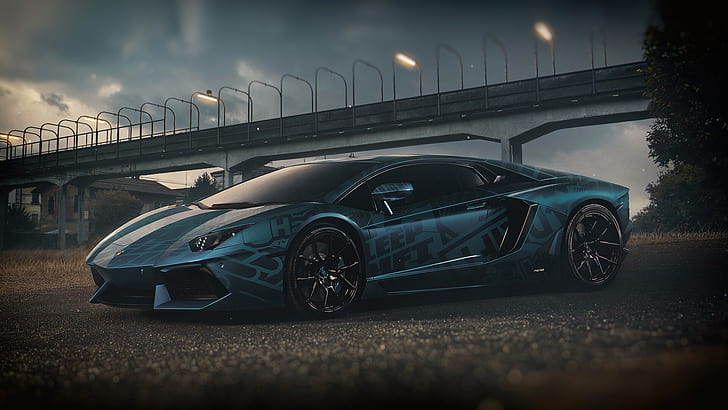 coche, vehículo, render, arte digital, Lamborghini, Lamborghini Aventador, Fondo de pantalla HD