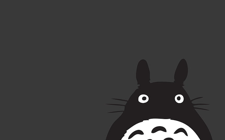 black and white cat illustration, Hayao Miyazaki, Totoro, My Neighbor Totoro, anime, HD wallpaper