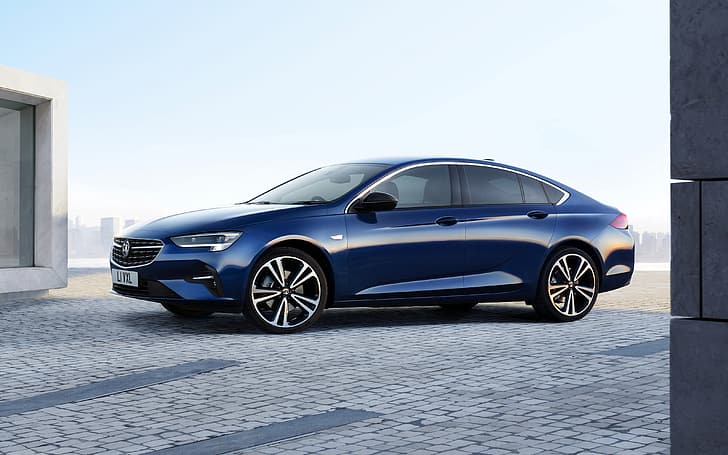 blue, Insignia, Opel, sedan, side view, Vauxhall, 2020, Insignia Grand Sport, HD wallpaper