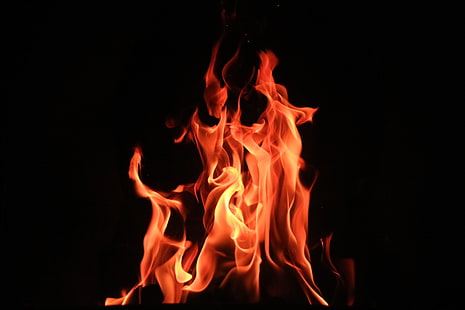 fire illustration, fire, flame, dark background, HD wallpaper HD wallpaper