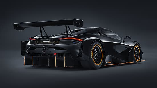 McLaren 720S, McLaren, supercar, auto, veicoli, auto nere, auto da corsa, sfondo grigio, Sfondo HD HD wallpaper