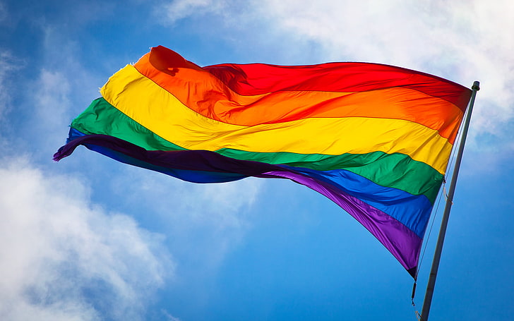 Красочные, Культура, Флаг, Гей, ЛГБТ, Гордость, радуга, Сан-Франциско, Небо, Ветрено, облака, HD обои