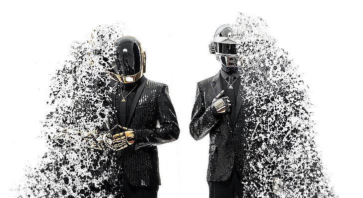 Daft Punk Splashed, two gray robots, Music, Daft Punk, HD wallpaper