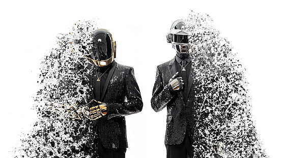 Daft Punk Splashed, two gray robots, Music, Daft Punk, HD wallpaper HD wallpaper