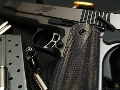 пистолет, кольт 1911, боеприпасы, оружие, HD обои HD wallpaper