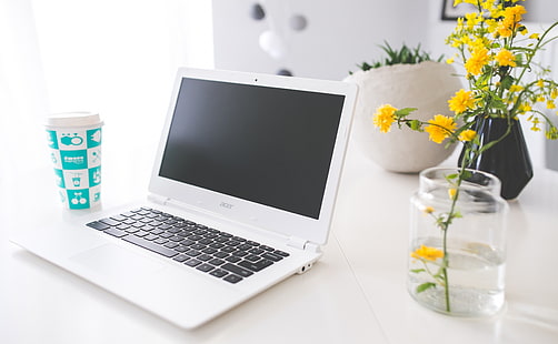 White Acer Laptop, white Acer laptop, Computers, Hardware, Business, Laptop, White, Tech, Desk, Coffee, Device, Work, Working, Technology, Computer, Screen, Keyboard, Minimal, study, Notebook, Lifestyle, acer, chromebook, netbook, workspace, workplace, mockup, HD wallpaper HD wallpaper