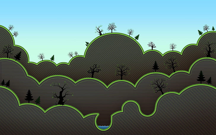 Berge und Bäume, verschiedene Bäume Wallpaper, Vektor, 1920x1200, Baum, Berg, HD-Hintergrundbild