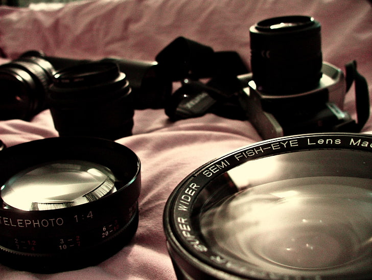 black semi fish-eye lens, camera, lens, depth of field, fisheye lens, HD wallpaper