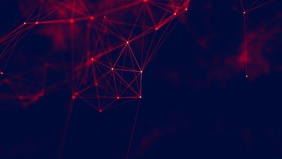 geometría, ciberespacio, rojo, líneas, arte digital, abstracto, Fondo de pantalla HD HD wallpaper