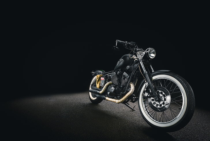 black chopper motorcycle, motorcycle, bike, wheel, HD wallpaper
