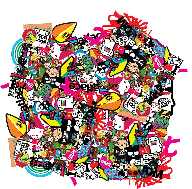 doodle art illustration, Sticker Bomb, sticks, bombs, HD wallpaper
