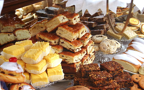 ขนมอบ, เค้ก, หวาน, ขนม, ร้านขนม, ชุด, วอลล์เปเปอร์ HD HD wallpaper