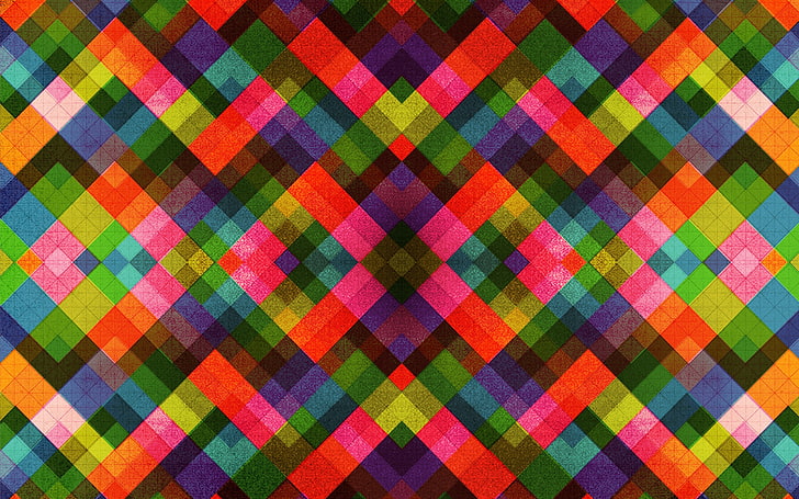 multicolored checked wallpaper, pattern, abstract, square, textured, texture, digital art, HD wallpaper