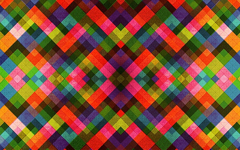 multicolored checked wallpaper, pattern, abstract, square, textured, texture, digital art, HD wallpaper HD wallpaper