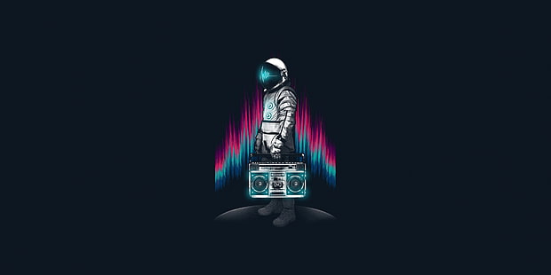  astronaut, music, artwork, simple background, HD wallpaper HD wallpaper